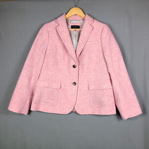 Talbots Light Pink Wool Blend Blazer Harringbone Office Career Jacket Size 12
